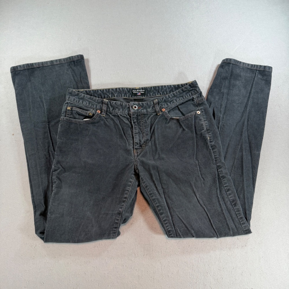 Vintage Polo Jeans Co Ralph Lauren Gray Corduroy Pants 10x32 Straight Leg